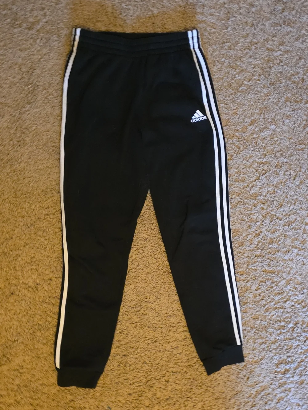 adidas Black Joggers with White Side Stripes - Kids